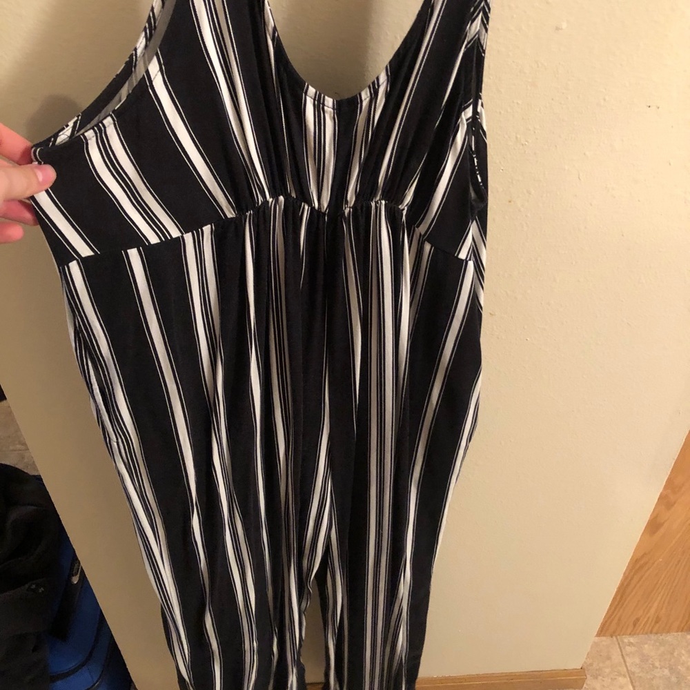 Black and white striped jumpsuit